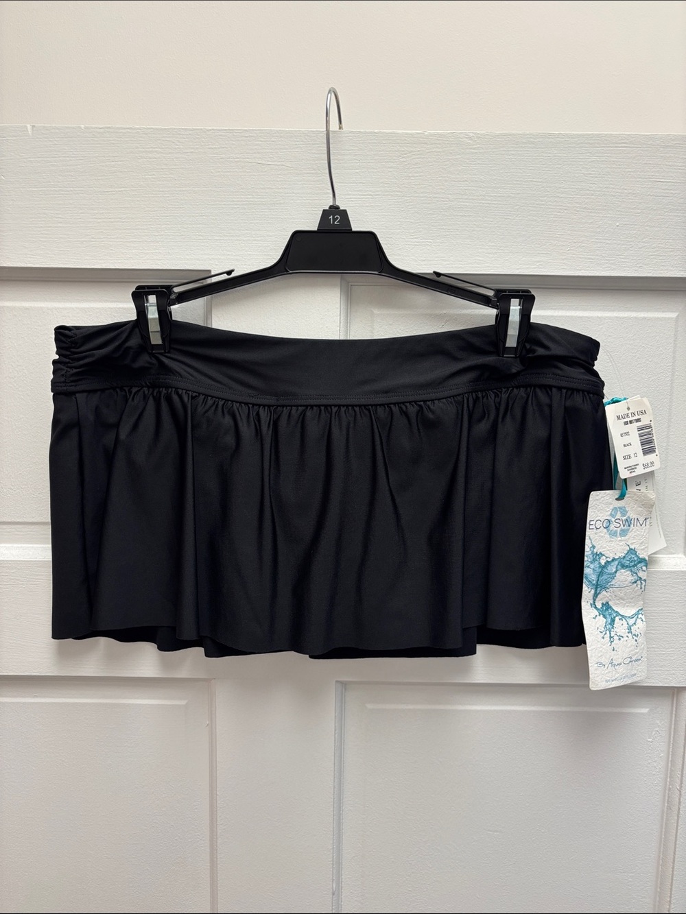 NEW Eco Swim by Aqua Green Mini Skirt Bikini Bottom 457502 Black Recycled USA